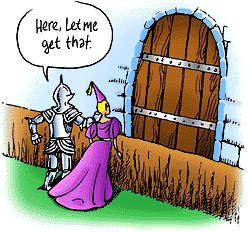 My envisioned response: "Wait, that knight get-up sure looks tough to walk in. I can get it for you too!"