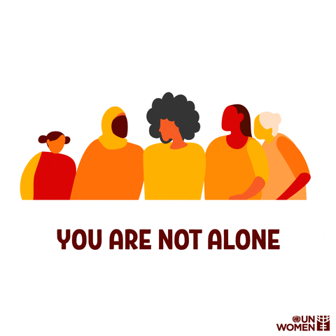 gif of marginalized women that are hugging and captioned you are not alone.