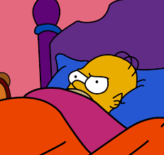 Homer from "The Simpsons" angry under his bed covers